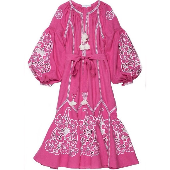 March 11 Dragon Flower Fuchsia Linen Dress Size XS - Picture 3 of 8